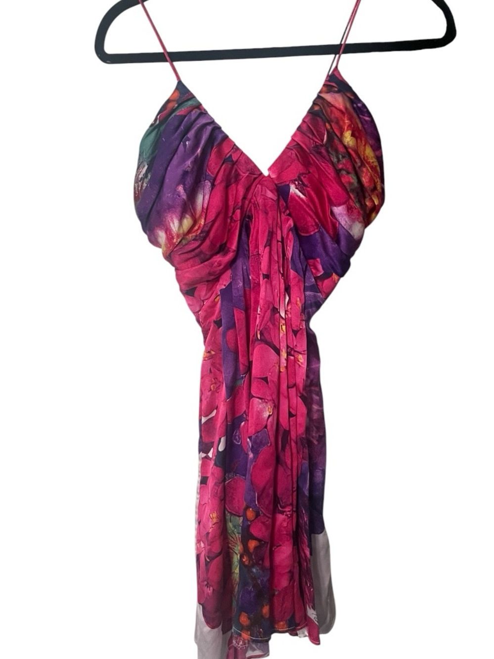 Vibrant floral silk mini dress